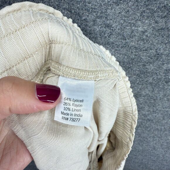 Sonoma Pants Women XL Beige High Rise Chino Flat Front Drawstring Linen Pockets - Picture 8 of 9